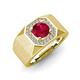 4 - Dominic 1.25 ctw Created Ruby Hexagonal Halo Men Wedding Band (11 mm) 