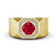 1 - Dominic 1.25 ctw Created Ruby Hexagonal Halo Men Wedding Band (11 mm) 