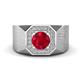 1 - Dominic 1.25 ctw Created Ruby Hexagonal Halo Men Wedding Band (11 mm) 