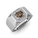 4 - Dominic 1.30 ctw Smoky Quartz Hexagonal Halo Men Wedding Band (11 mm) 