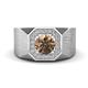 1 - Dominic 1.30 ctw Smoky Quartz Hexagonal Halo Men Wedding Band (11 mm) 