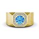 1 - Dominic 1.25 ctw Blue Topaz Hexagonal Halo Men Wedding Band (11 mm) 