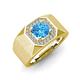 4 - Dominic 1.25 ctw Blue Topaz Hexagonal Halo Men Wedding Band (11 mm) 