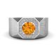 1 - Dominic 1.17 ctw Citrine Hexagonal Halo Men Wedding Band (11 mm) 