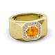 3 - Dominic 1.17 ctw Citrine Hexagonal Halo Men Wedding Band (11 mm) 