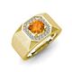 4 - Dominic 1.17 ctw Citrine Hexagonal Halo Men Wedding Band (11 mm) 