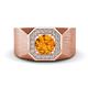 1 - Dominic 1.17 ctw Citrine Hexagonal Halo Men Wedding Band (11 mm) 