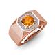4 - Dominic 1.17 ctw Citrine Hexagonal Halo Men Wedding Band (11 mm) 