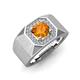 4 - Dominic 1.17 ctw Citrine Hexagonal Halo Men Wedding Band (11 mm) 
