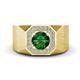 1 - Dominic 1.15 ctw Created Emerald Hexagonal Halo Men Wedding Band (11 mm) 