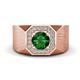 1 - Dominic 1.15 ctw Created Emerald Hexagonal Halo Men Wedding Band (11 mm) 