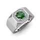 4 - Dominic 1.15 ctw Created Emerald Hexagonal Halo Men Wedding Band (11 mm) 