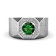 1 - Dominic 1.15 ctw Created Emerald Hexagonal Halo Men Wedding Band (11 mm) 