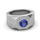 3 - Dominic 1.10 ctw Iolite Hexagonal Halo Men Wedding Band (11 mm) 