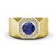 1 - Dominic 1.10 ctw Iolite Hexagonal Halo Men Wedding Band (11 mm) 