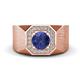 1 - Dominic 1.10 ctw Iolite Hexagonal Halo Men Wedding Band (11 mm) 