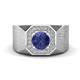 1 - Dominic 1.10 ctw Iolite Hexagonal Halo Men Wedding Band (11 mm) 