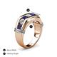 5 - Brad 1.05 ctw Blue Sapphire and Lab Grown Diamond 7 Stone Men Wedding Ring (8.50 mm) 