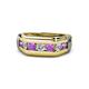 1 - Brad 1.01 ctw Amethyst and Lab Grown Diamond 7 Stone Men Wedding Ring (8.50 mm) 