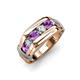 4 - Brad 1.01 ctw Amethyst and Lab Grown Diamond 7 Stone Men Wedding Ring (8.50 mm) 