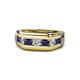 1 - Brad 1.05 ctw Blue Sapphire and Lab Grown Diamond 7 Stone Men Wedding Ring (8.50 mm) 