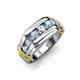 4 - Brad 1.01 ctw Aquamarine and Lab Grown Diamond 7 Stone Men Wedding Ring (8.50 mm) 