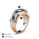 5 - Brad 1.05 ctw Blue Diamond and Lab Grown Diamond 7 Stone Men Wedding Ring (8.50 mm) 