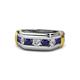 1 - Brad 1.05 ctw Blue Sapphire and Lab Grown Diamond 7 Stone Men Wedding Ring (8.50 mm) 