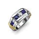 4 - Brad 1.05 ctw Blue Sapphire and Lab Grown Diamond 7 Stone Men Wedding Ring (8.50 mm) 