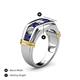 5 - Brad 1.05 ctw Blue Sapphire and Lab Grown Diamond 7 Stone Men Wedding Ring (8.50 mm) 