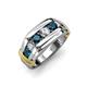 4 - Brad 1.05 ctw Blue Diamond and Lab Grown Diamond 7 Stone Men Wedding Ring (8.50 mm) 