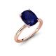 4 - Solina 2.89 ctw Antique Cushion Shape Created Blue Sapphire accented Lab Grown Diamond Hidden Halo Women Engagement Ring 