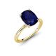 4 - Solina 2.89 ctw Antique Cushion Shape Created Blue Sapphire accented Lab Grown Diamond Hidden Halo Women Engagement Ring 