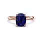 1 - Solina 2.89 ctw Antique Cushion Shape Created Blue Sapphire accented Lab Grown Diamond Hidden Halo Women Engagement Ring 