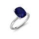 4 - Solina 2.89 ctw Antique Cushion Shape Created Blue Sapphire accented Lab Grown Diamond Hidden Halo Women Engagement Ring 