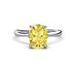 1 - Solina 2.89 ctw Antique Cushion Shape Created Yellow Sapphire accented Lab Grown Diamond Hidden Halo Women Engagement Ring 