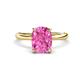 1 - Solina 2.89 ctw Antique Cushion Shape Created Pink Sapphire accented Lab Grown Diamond Hidden Halo Women Engagement Ring 