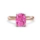 1 - Solina 2.89 ctw Antique Cushion Shape Created Pink Sapphire accented Lab Grown Diamond Hidden Halo Women Engagement Ring 