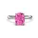 1 - Solina 2.89 ctw Antique Cushion Shape Created Pink Sapphire accented Lab Grown Diamond Hidden Halo Women Engagement Ring 