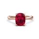 1 - Solina 3.14 ctw Antique Cushion Shape Created Ruby accented Lab Grown Diamond Hidden Halo Women Engagement Ring 