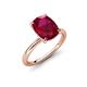 4 - Solina 3.14 ctw Antique Cushion Shape Created Ruby accented Lab Grown Diamond Hidden Halo Women Engagement Ring 