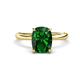 1 - Solina 2.29 ctw Antique Cushion Shape Created Emerald accented Lab Grown Diamond Hidden Halo Women Engagement Ring 