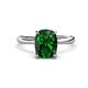 1 - Solina 2.29 ctw Antique Cushion Shape Created Emerald accented Lab Grown Diamond Hidden Halo Women Engagement Ring 