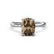 1 - Solina 2.89 ctw Antique Cushion Shape Smoky Quartz accented Lab Grown Diamond Hidden Halo Women Engagement Ring 