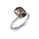 4 - Solina 2.89 ctw Antique Cushion Shape Smoky Quartz accented Lab Grown Diamond Hidden Halo Women Engagement Ring 