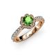 4 - Florus Green Garnet and Diamond Halo Engagement Ring  