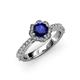 4 - Florus Blue Sapphire and Diamond Halo Engagement Ring  