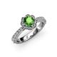 4 - Florus Green Garnet and Diamond Halo Engagement Ring  