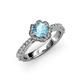 4 - Florus Aquamarine and Diamond Halo Engagement Ring  