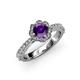 4 - Florus Amethyst and Diamond Halo Engagement Ring  